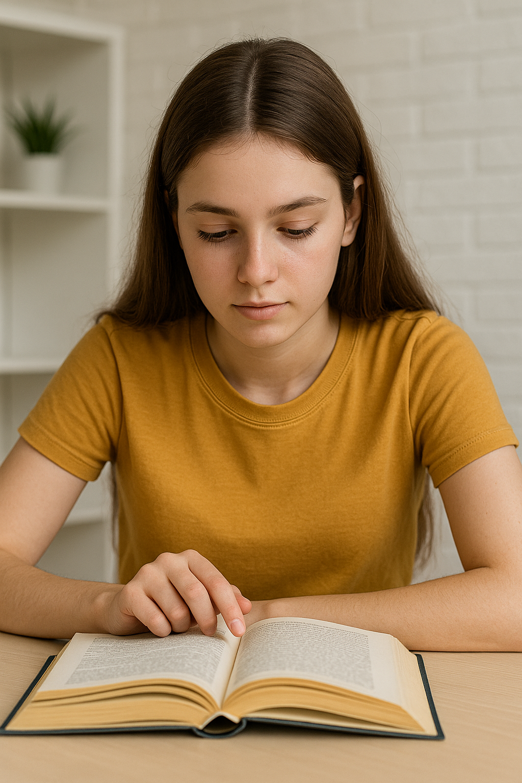 Student reading and annotating a textbook during study session